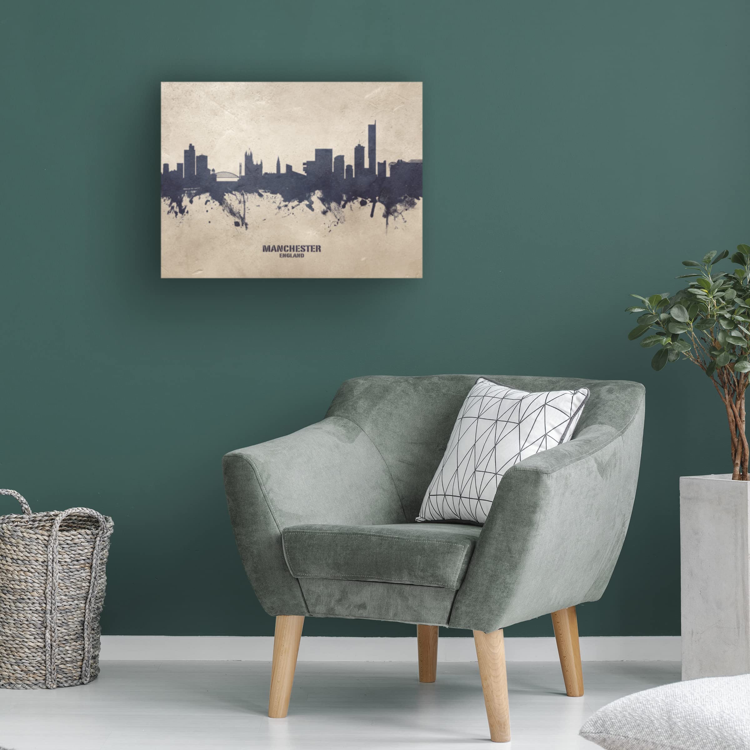 Michael Tompsett Manchester England Skyline Concrete Canvas Art Print - Modern Cityscape Wall Decor for Living Room, Office & Bedroom