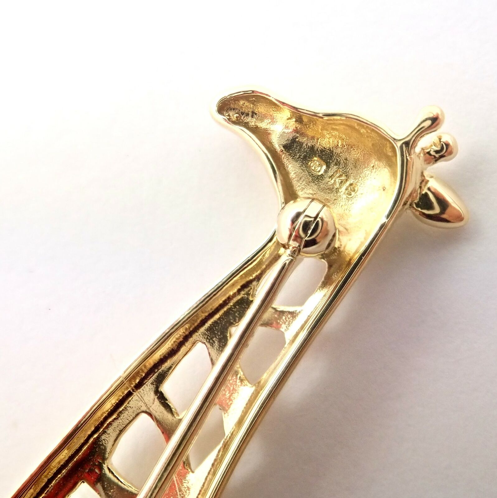 Authentic Mikimoto 18K Yellow Gold Large Giraffe Pin Brooch - Vintage Luxury Jewelry for Women - Perfect for Special Occasions, Gift Giving & Collecting