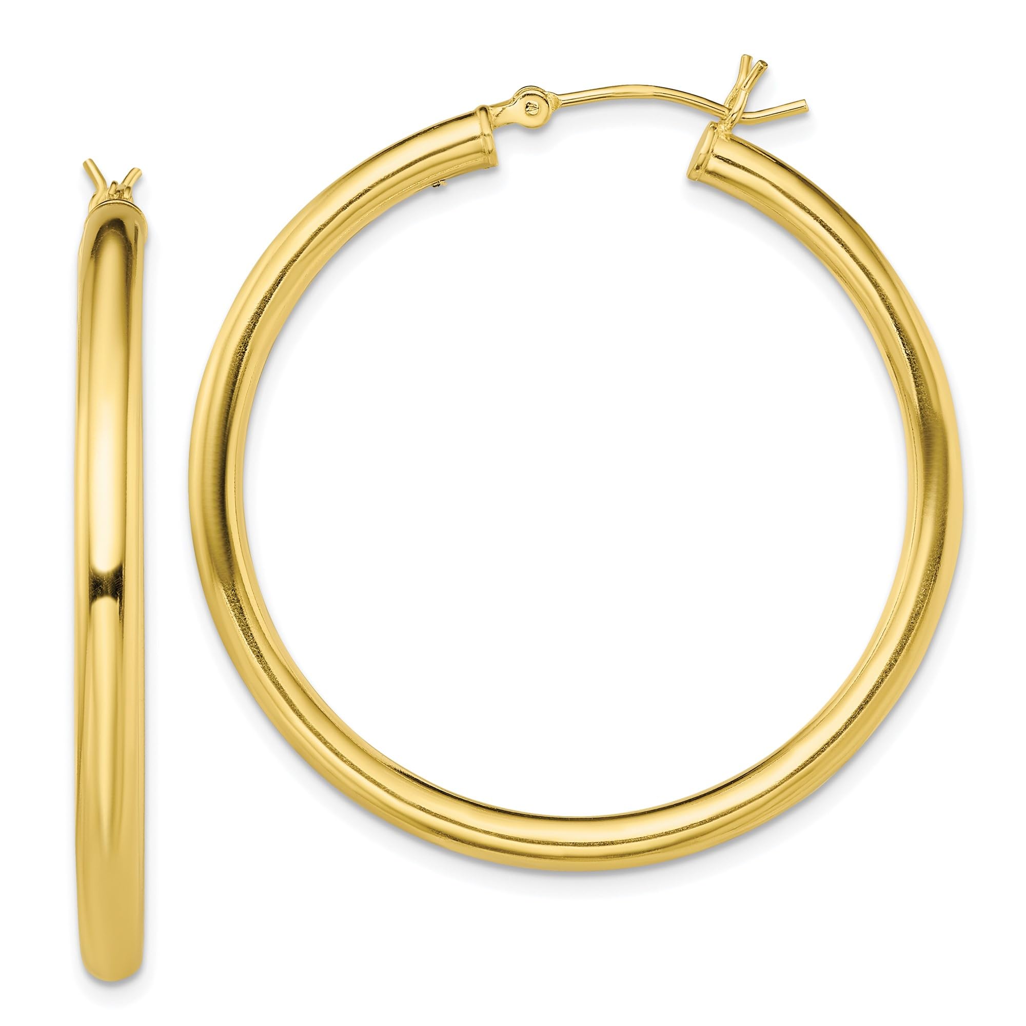 925 Sterling Silver Gold-Plated Large Round Hoop Earrings for Women - Elegant Everyday & Party Jewelry Gift