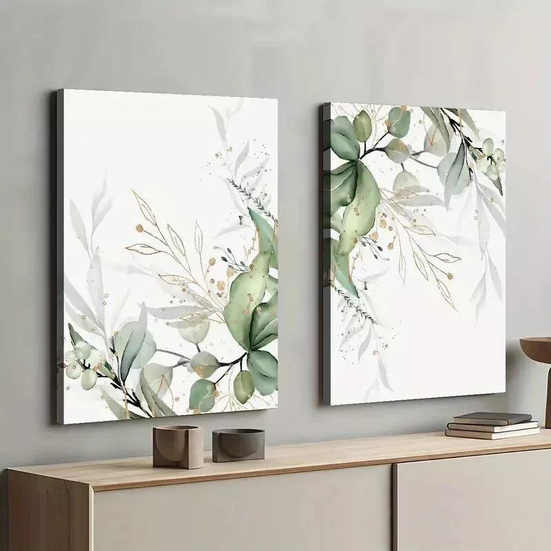 2-Piece Set Modern Minimalist Leaf Botanical Framed Wall Art 50x75cm - High Quality Canvas Print, Ready to Hang - 100% Australian Made - Perfect for Living Room, Bedroom & Office Decor