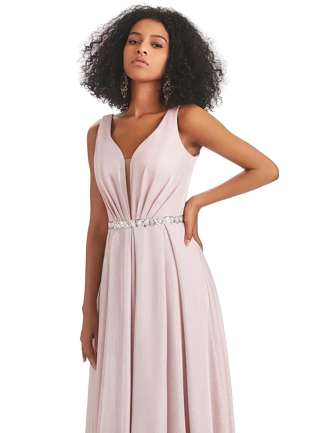 Sparkly Champagne Beaded Prom Dresses for Women - Elegant Long Formal Gowns for Weddings, Bridesmaids & Evening Parties | Perfect for Homecoming, Quinceañera & Special Occasions