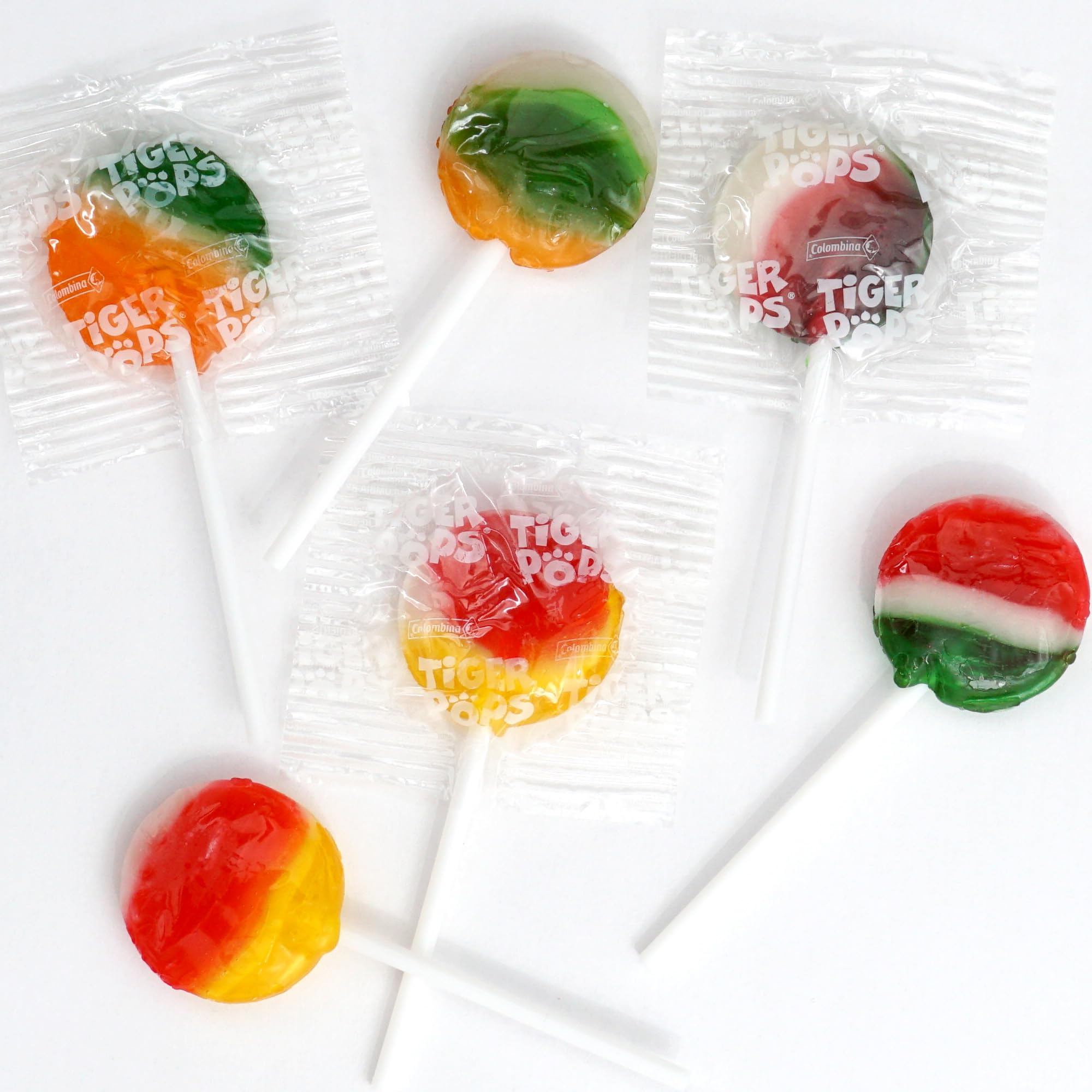Colombina TigerPops Strawberry Lollipops - 2lb Bulk Candy (75 Count) - Individually Wrapped Suckers for Parties, Favors & Events - The Hampton Popcorn & Candy Company