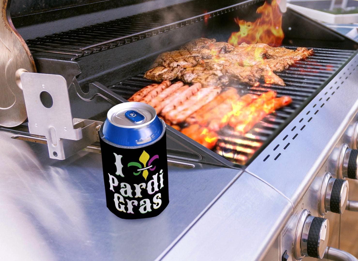 48-Pack Mardi Gras Drink Can Coolers with Fleur-de-Lis Design - Insulated Beer Koozies for Pardi Gras Parties, Festivals & Outdoor Events