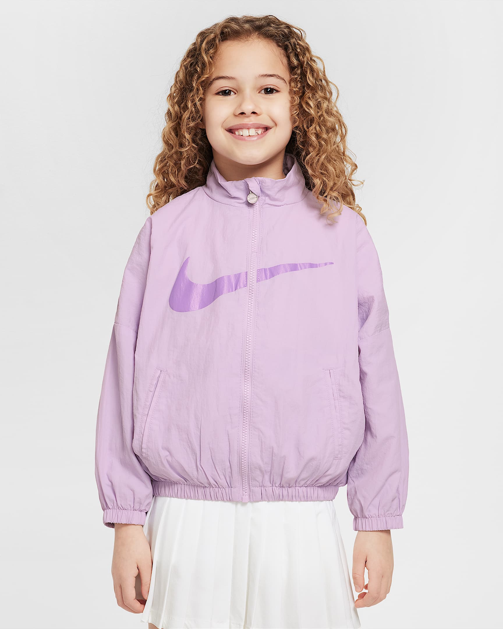 Nike Kids' Swoosh Fuchsia Windbreaker Jacket - Lightweight Water-Resistant Running Jacket for Boys & Girls - Perfect for Outdoor Sports & School Activities