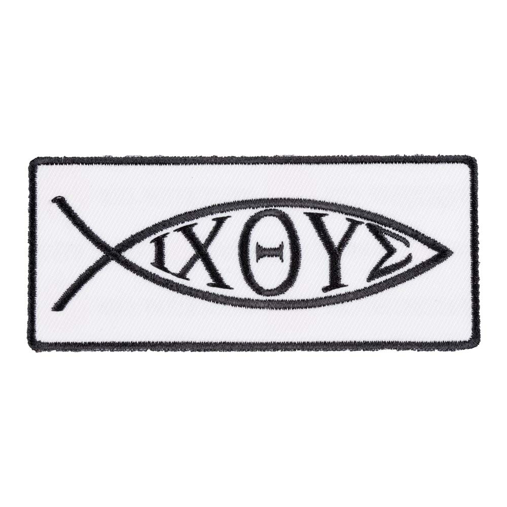 IXOYE Jesus Fish Embroidered Patch - Christian Religious Iron-On Sew-On Applique for Jackets, Hats, Bags & DIY Crafts