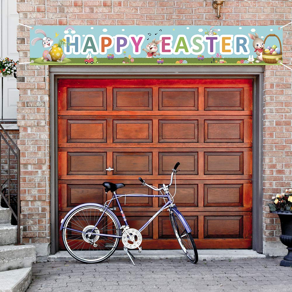 Happy Easter Banners - Spring Easter Party Decorations, 9.8x1.5ft Indoor/Outdoor Welcome Sign for Easter Celebrations, Garden Parties & Home Decor