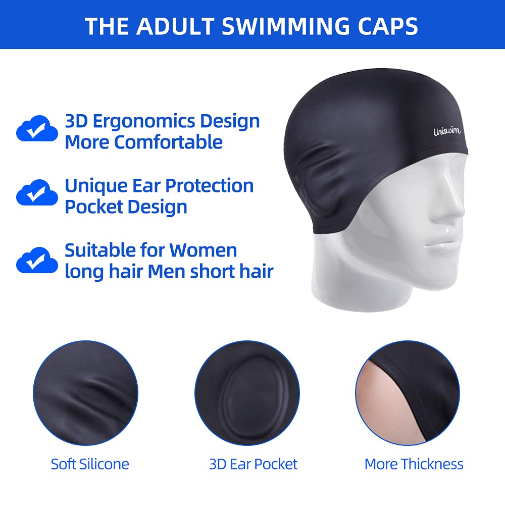 Anti-Fog Swimming Goggles & Silicone Swim Cap Set for Adults - UV Protection Swim Glasses & Comfortable Swim Hat Pack for Pool, Beach & Training