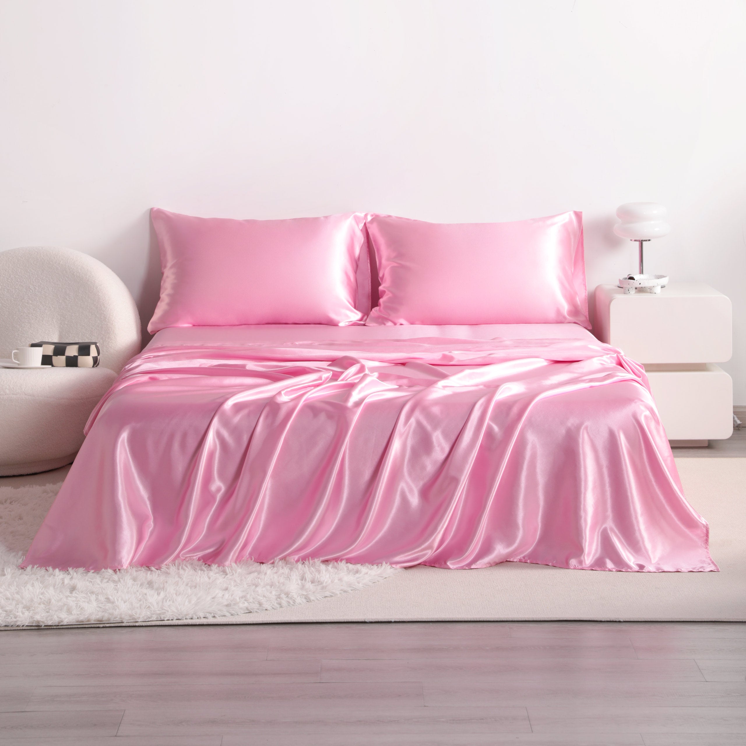 3/4 Pieces Silky Satin Twin Cooling Soft Bed Sheet Set - Breathable & Hypoallergenic - Perfect for Hot Sleepers & All Seasons - NTBAY®️