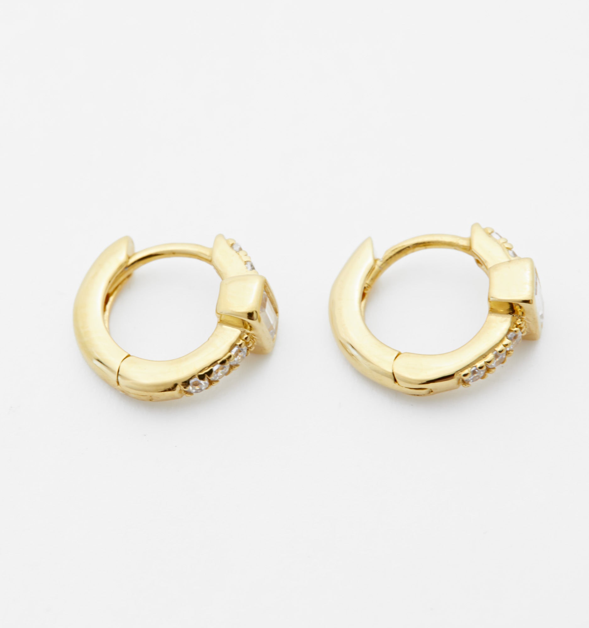 Stylish Baguette Hoop Earrings for Women - Trendy Cubic Zirconia Gold Plated Dangle Earrings - Perfect for Parties, Weddings & Everyday Wear