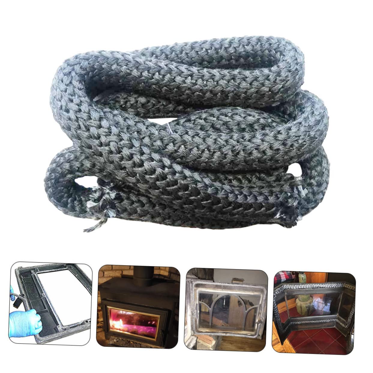 Veemoon Wood Stove Door Seal Replacement - High Temperature Fireproof Fiberglass Gasket Tape for Wood Burning Stoves, Fireplace & Oven Door Repair - Perfect for Home Heating, Camping & Outdoor Use