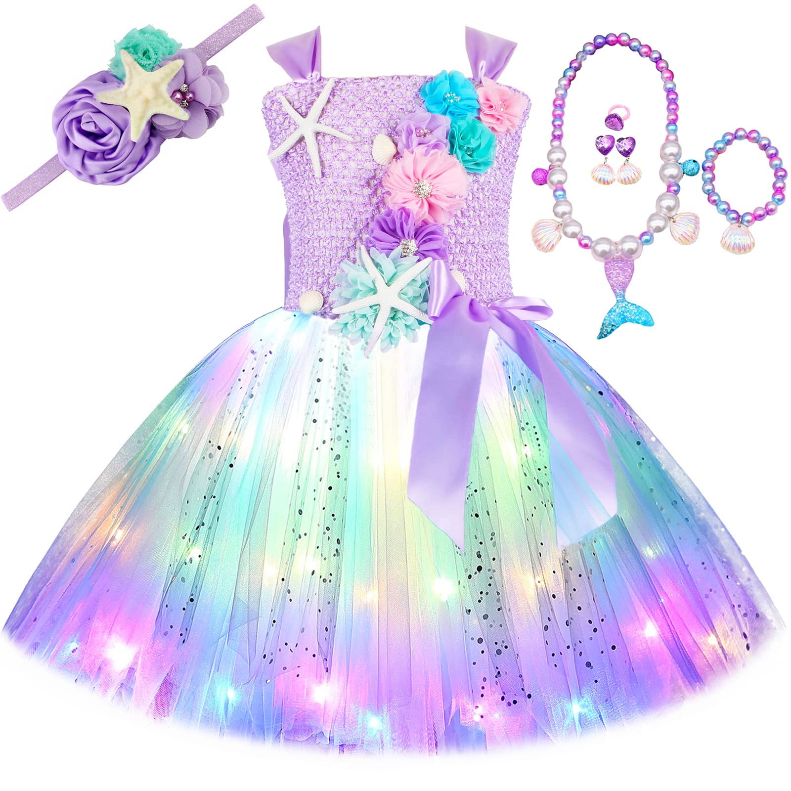 Mermaid Costume for Girls - Sparkly Tutu Princess Dress for Birthday Party, Halloween & Dress Up | Perfect for Kids' Parties, Cosplay & Fantasy Play