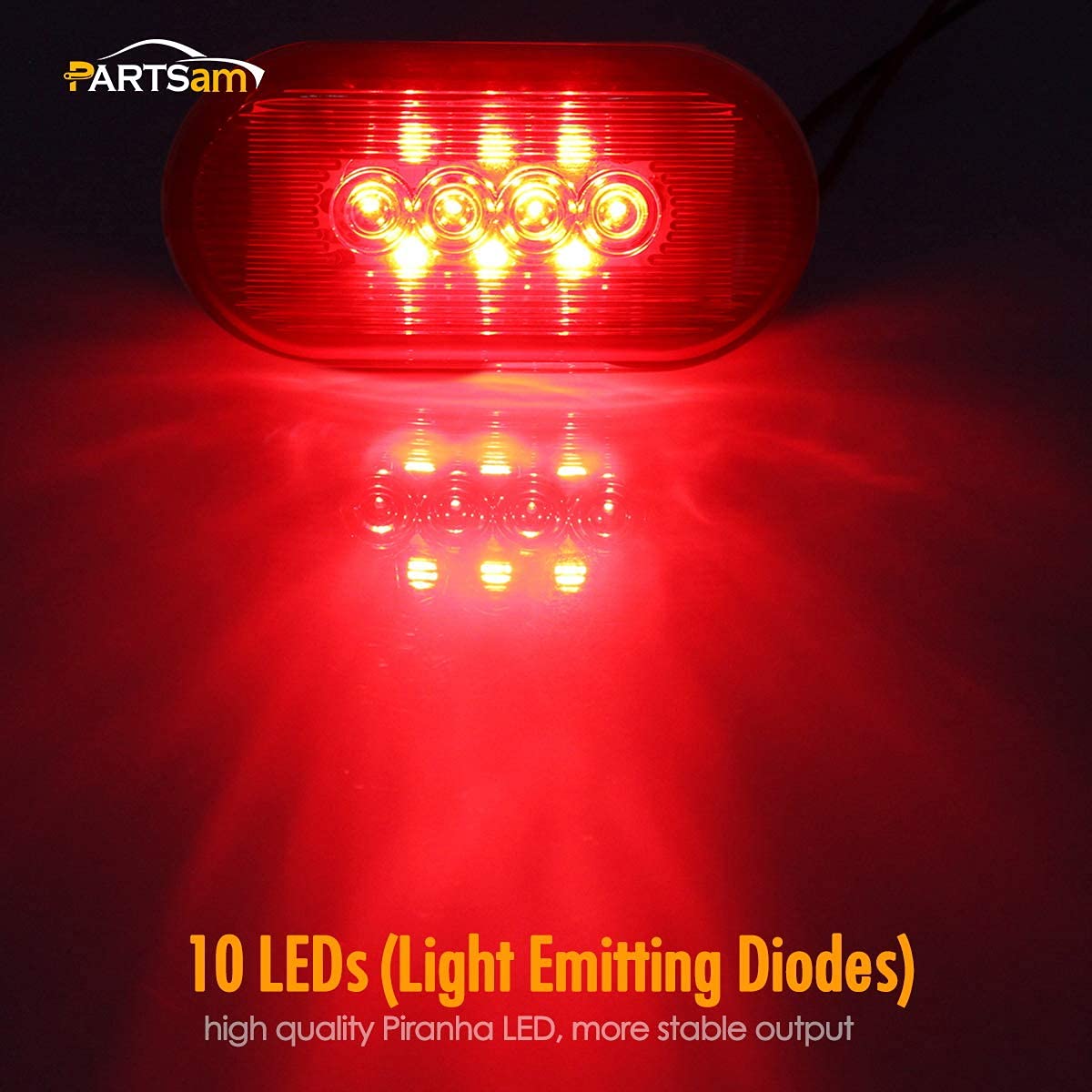 Partsam 6Pcs 4 Inch RV Clearance Marker Lights - Red LED Surface Mount with 10 Diodes, Waterproof Black Base for Trucks, Trailers, Boats | Durable 2x6 Inch Rectangular Lights for Night Safety & Vehicle Visibility