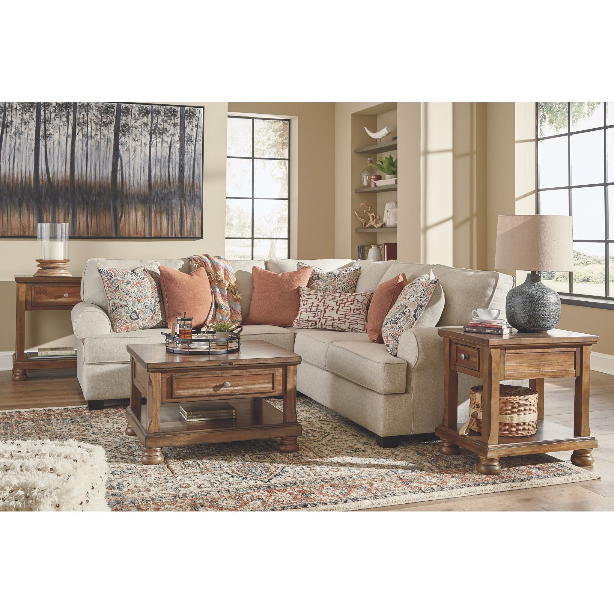 Amici 2-Piece Sectional Sofa Set - Modern L-Shaped Couch for Living Room, Lounge & Family Room - Comfortable Fabric Upholstery with Reversible Chaise