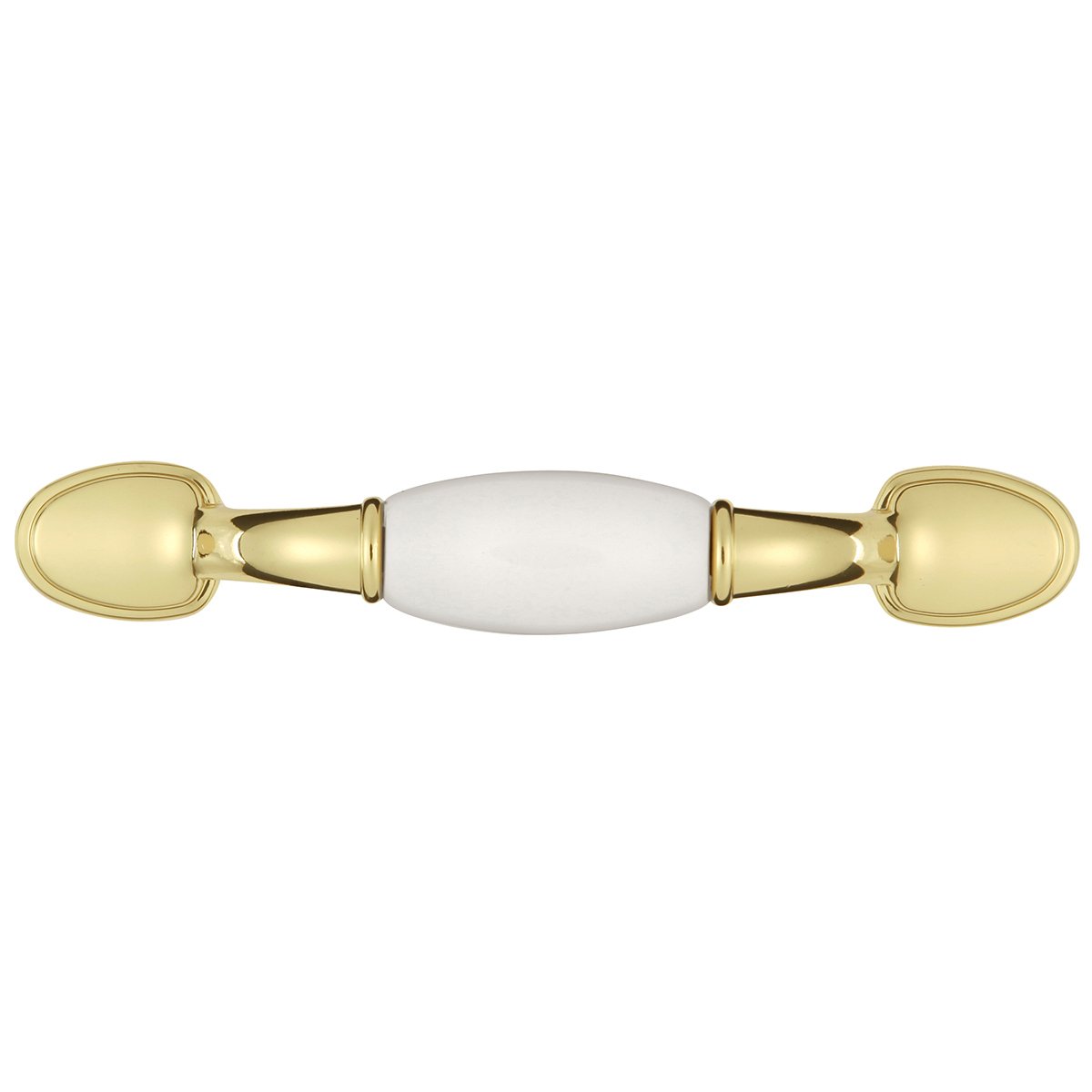Hickory Hardware 1 Pack Solid Core Kitchen Cabinet Pulls - Luxury Cabinet Handles for Doors & Dresser Drawers - 3 Inch Hole Center - Polished Brass & White - Tranquility Collection - Perfect for Modern Kitchens, Bathrooms & Furniture Upgrades