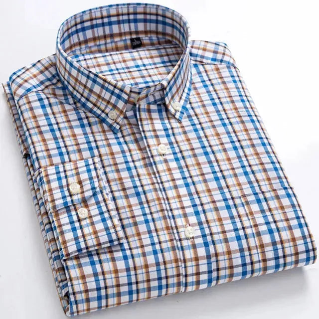 Stylish Men's Casual Checked Flannel Shirt - Comfortable Button Down Plaid Shirts for Men - Perfect for Outdoor Activities, Work & Everyday Wear