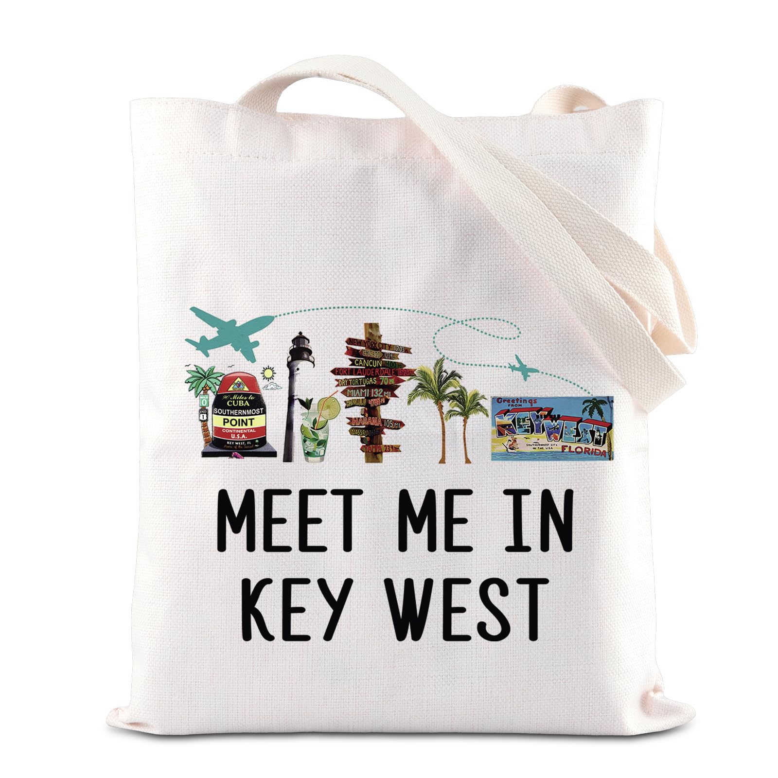 Key West Tote Bag - Florida Beach Shoulder Bag for Vacation & Travel Gifts
