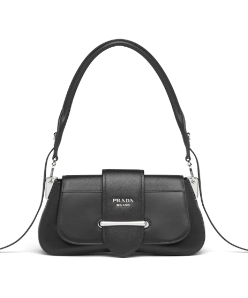 Prada Sidonie Leather Shoulder Bag for Women - Genuine Black Leather Designer Handbag - Luxury Crossbody Purse for Work, Travel & Evening Out