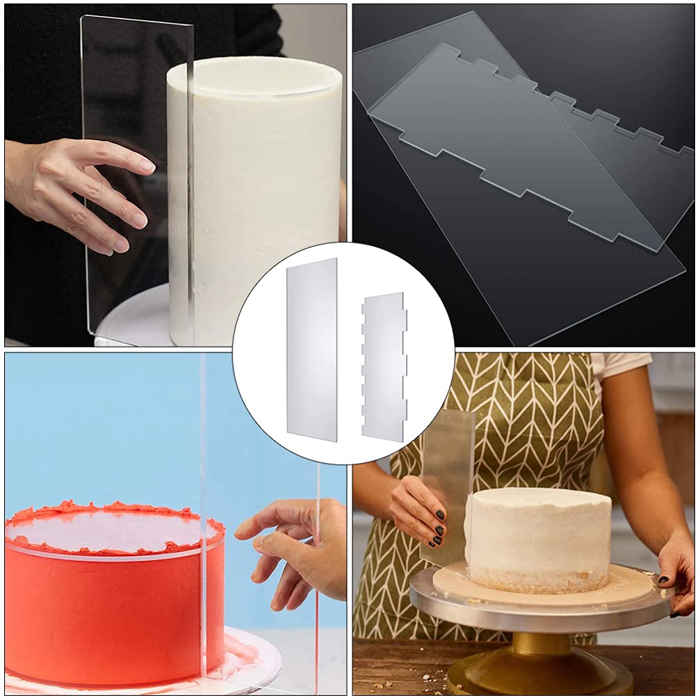 2-Piece Cake Scraper Set - Stainless Steel Baking Scrapers & Cream Spatulas for Cake Decorating, Frosting Smoothing - Essential Baking Tools for Professional Bakers & Home Bakers (Perfect for Leveling Cakes, Spreading Frosting & Creating Smooth Finishes)