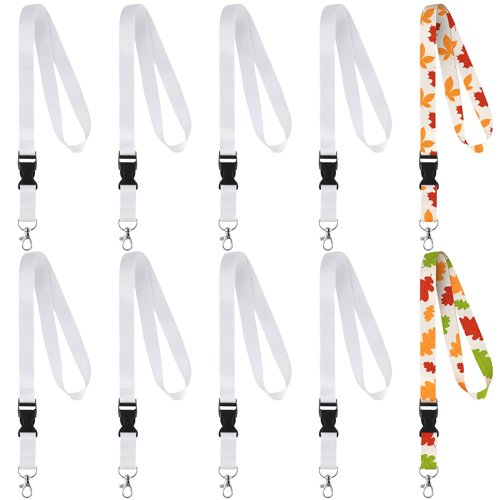 Outus 10pcs Sublimation Lanyards - DIY White Neoprene for Keychain & Badge Holder - Christmas Gifts