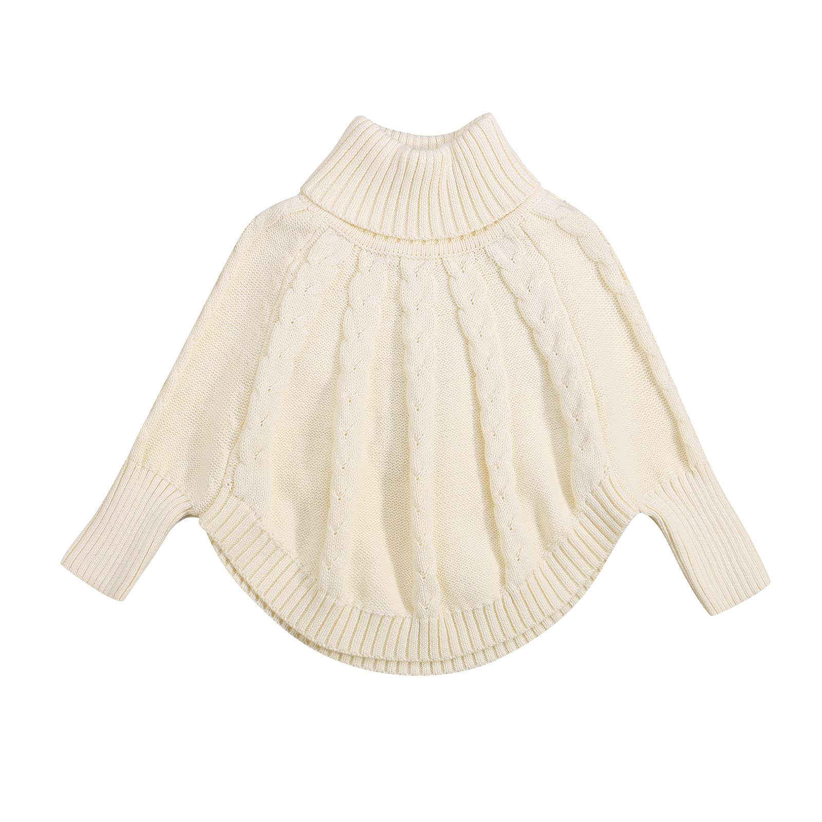 Toddler Baby Girls Winter Sweater - Soft Knit Turtleneck Pullover with Batwing Sleeves | Warm & Cozy Winter Outfit for Playdates & Family Photos