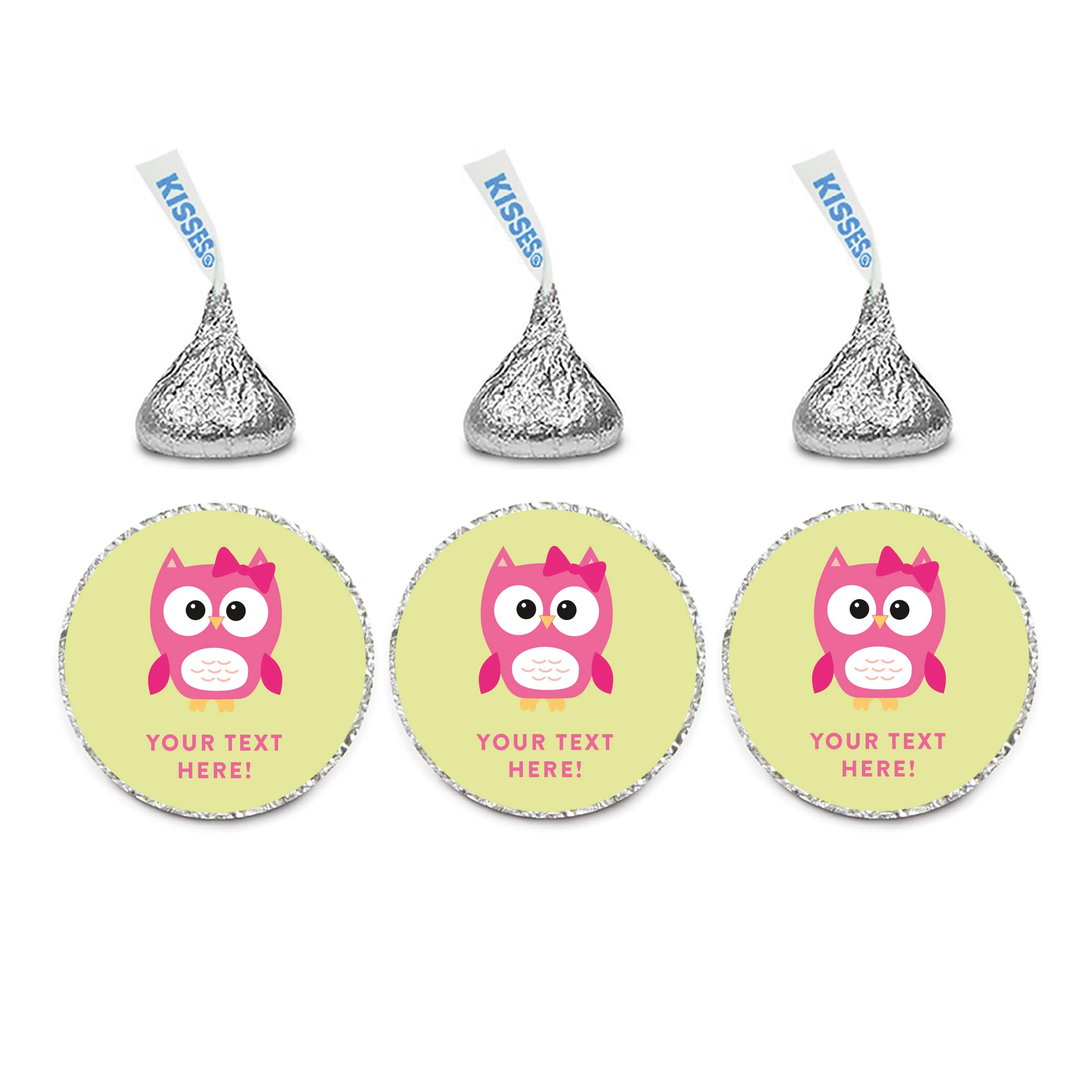Personalized Chocolate Drop Labels Stickers - 216-Pack Custom Name Owl Design for Baby Shower, Party Favors, Gifts & Decorations | Perfect for Kisses Candy Wrapping, Wedding Favors & Birthday Celebrations