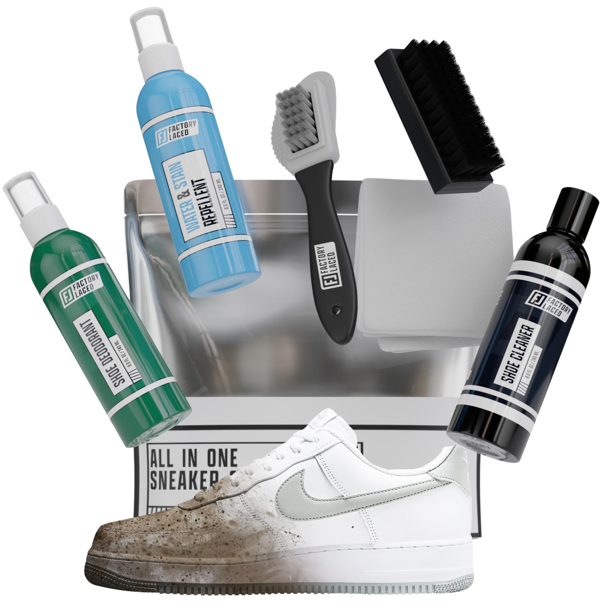 Premium Shoe Cleaning Kit - Complete Sneaker Cleaner Set for All Shoes | Factory Laced | Perfect for Sneakers, Boots & Athletic Shoes | Home & Travel Use