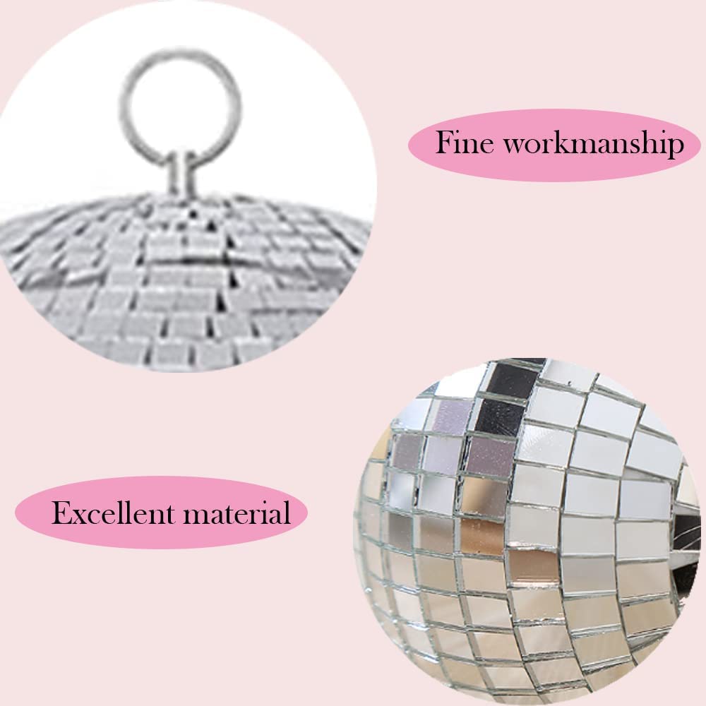12 Inch Large Disco Ball Decorations - 70s 80s 90s Silver Rotating Mirror Ball with Hanging Hook for Party, Birthday, Wedding & Home Decor | Perfect for Dance Parties, Nightclubs & Retro Themed Events