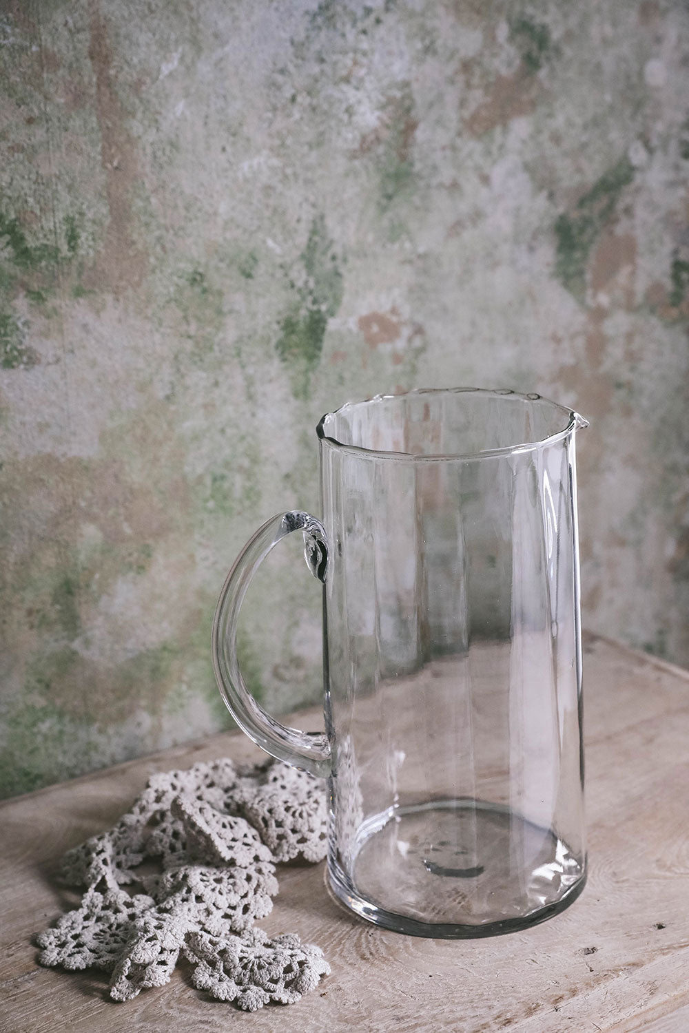 Eco-Friendly Recycled Glass Ripple Pitcher - 64oz Water Carafe with Elegant Wave Design | Perfect for Iced Tea, Lemonade & Summer Beverages Serving