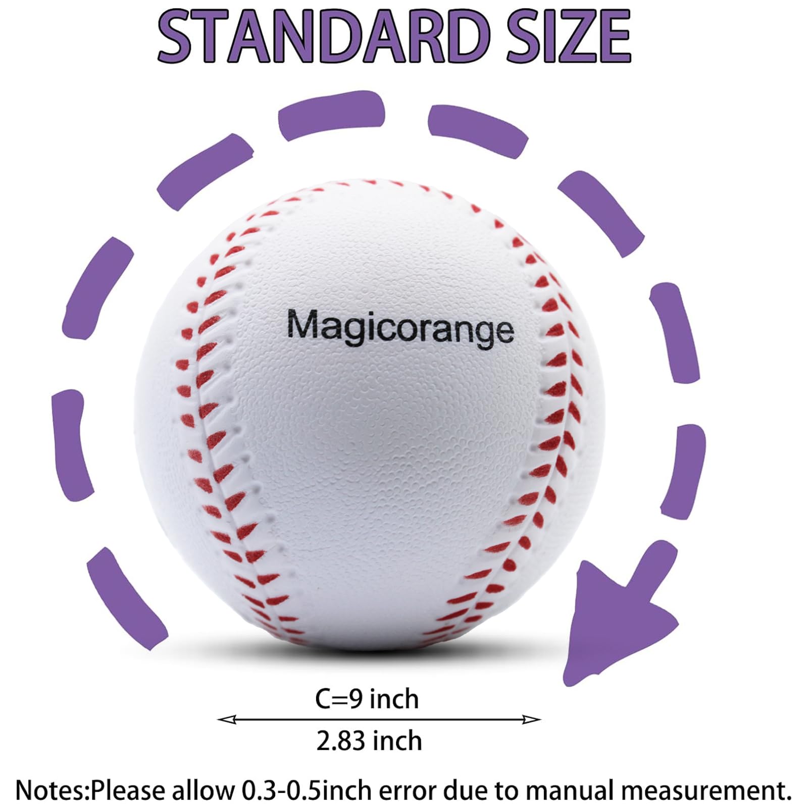 MagicOrange Foam Baseballs 20 Pack - Soft Practice Training Balls for Batting, Fielding & Pitching | Unmarked Baseballs for Kids & Adults | Perfect for Backyard Drills, Team Practice & Baseball Training