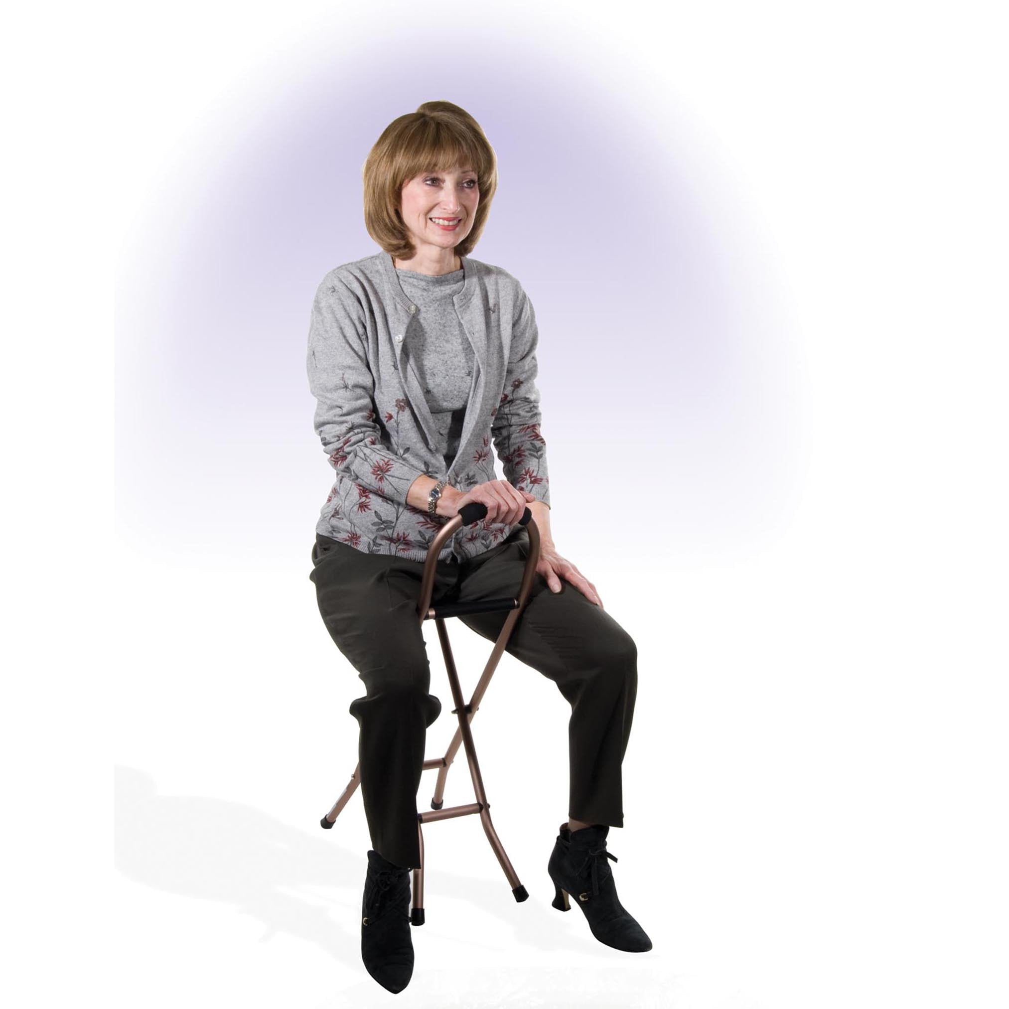 Lightweight Folding Cane with Sling Seat - Portable Walking Stick for Seniors & Hiking - Perfect for Outdoor Activities & Mobility Support