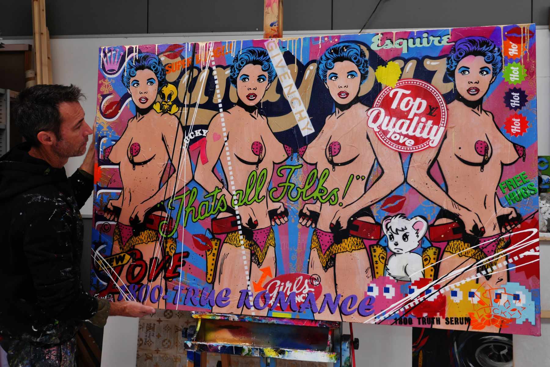 Candy Barr Textured Urban Pop Art Painting - 63