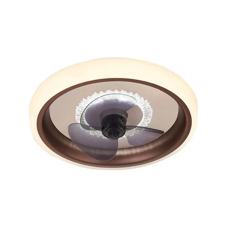 Modern Round Clear Glass Ceiling Fan with LED Light - Perfect for Living Room, Bedroom, and Office Spaces