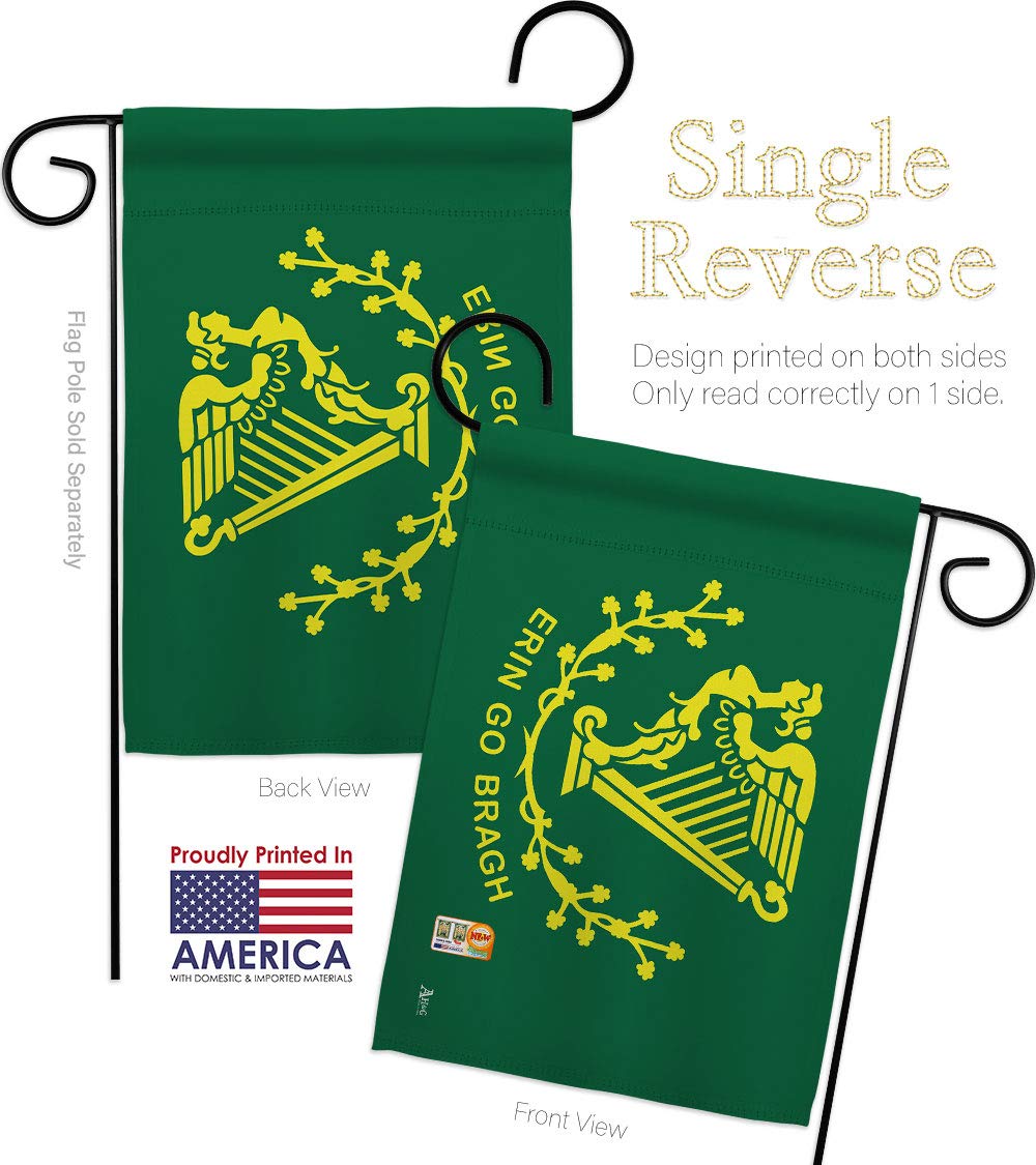 Erin Go Bragh Garden House Flags Kit - 28x40 Inch Decorative Yard Banner for St. Patrick's Day - Made in USA, Perfect for Irish-Themed Outdoor Decor & Gifts