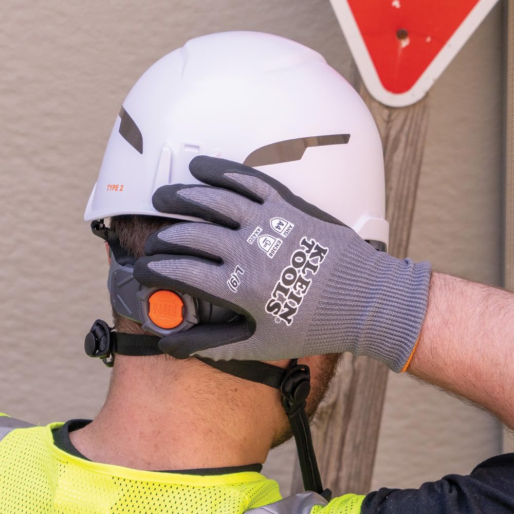 Klein Tools 60588 Cut Resistant Work Gloves - ANSI A4 Rated HPPE Fabric with Nitrile Coating | Touchscreen Compatible | Medium Size 2-Pair Set | Ideal for Construction, Electrical Work & DIY Projects