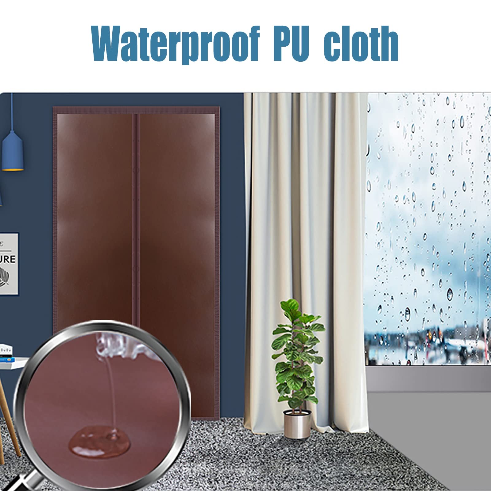 Thermal Insulated Door Curtains - Soundproof Blackout Screen Door Cover for Dust, Water & Cold Protection (47x83 inch) - Perfect for Living Room, Garage & Attic Windows