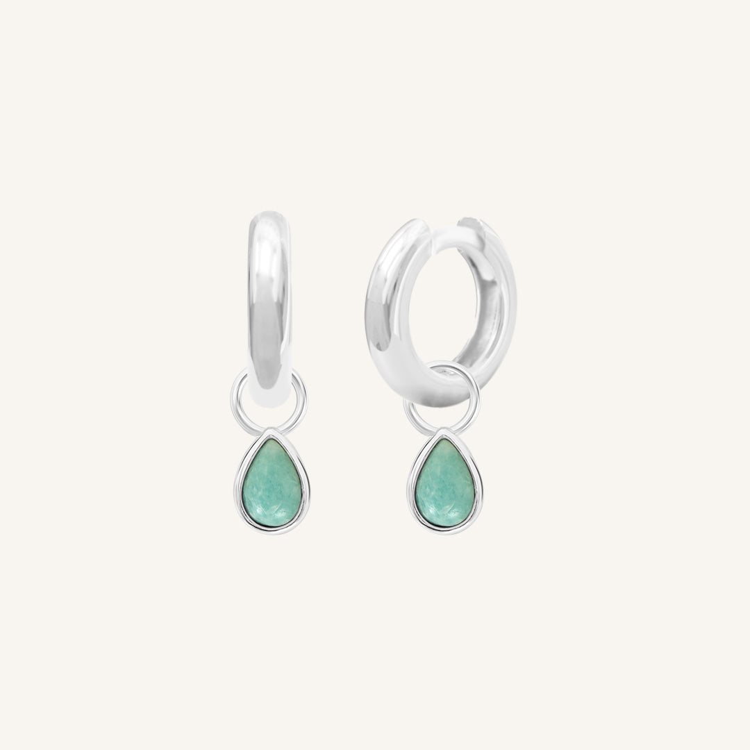 Amazonite Gemstone Hoop Earrings for Women - Elegant Healing Crystal Jewelry for Everyday Wear & Special Occasions