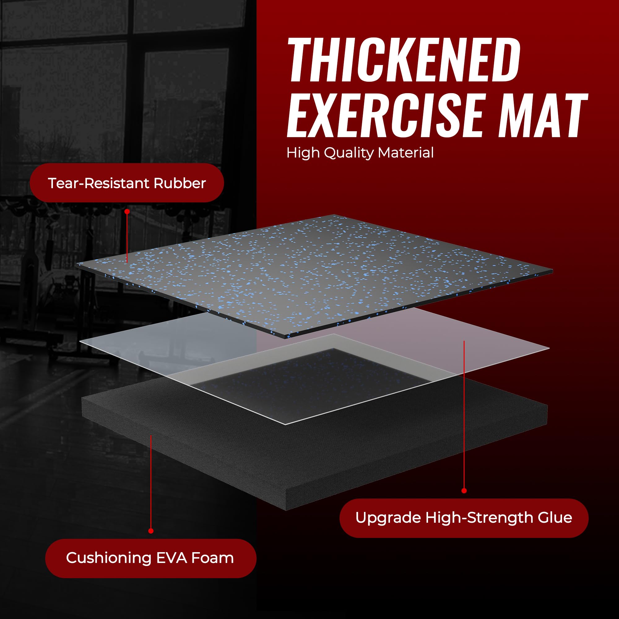 SUPERJARE 0.79 Inch Thick Interlocking Rubber Gym Floor Tiles - Non-Slip Exercise Equipment Mats for Home Gym, Fitness Room & Workout Areas - Durable Protective Flooring for Weightlifting, Yoga & Cardio