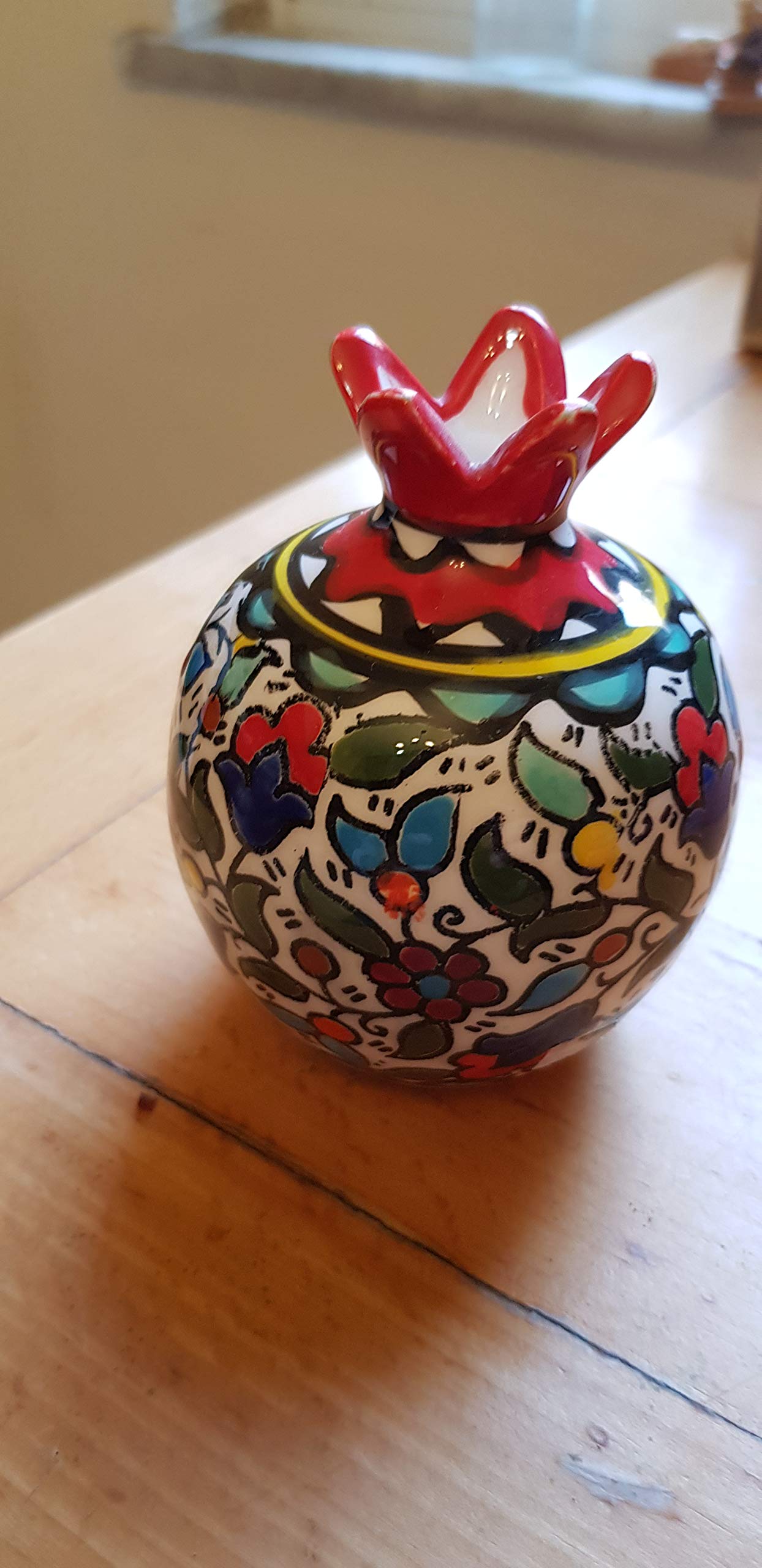 Hand-Painted Armenian Ceramic Vase - Pomegranate Design for Flowers | Red Home Decor | Judaica Gift for Jewish House Blessing | Perfect for Living Room, Dining Table & Wedding Gifts