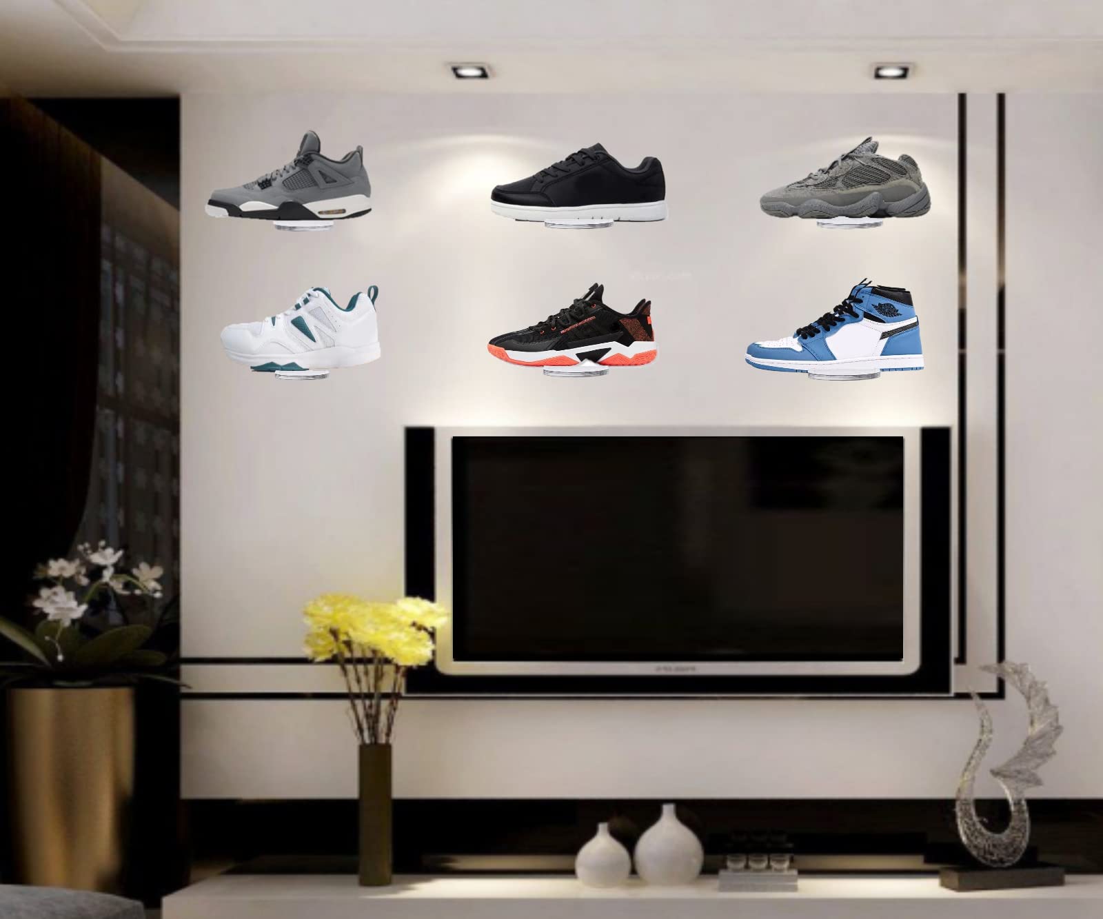 Clear Acrylic Floating Shoe Shelves - 6/8/10/12pcs Wall Mount Sneaker Display Rack | Modern Shoe Organizer & Storage Solution for Sneakerheads, Bedroom, Closet, or Entryway Organization