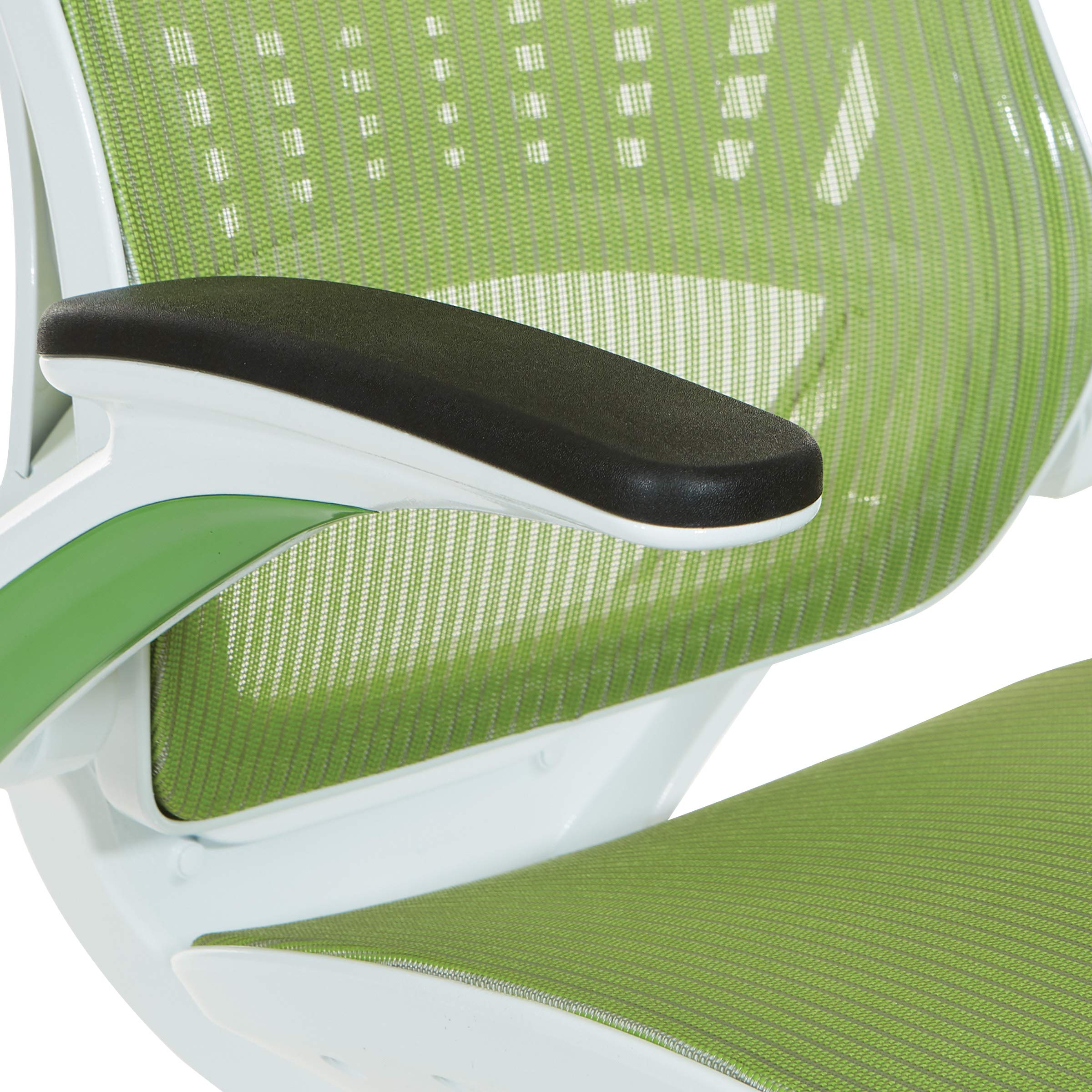 OSP Home Furnishings Riley Ergonomic Mesh Office Chair - Breathable Back & Seat, White Base with Green - Perfect for Home Office, Executive Desk & Workspace Comfort