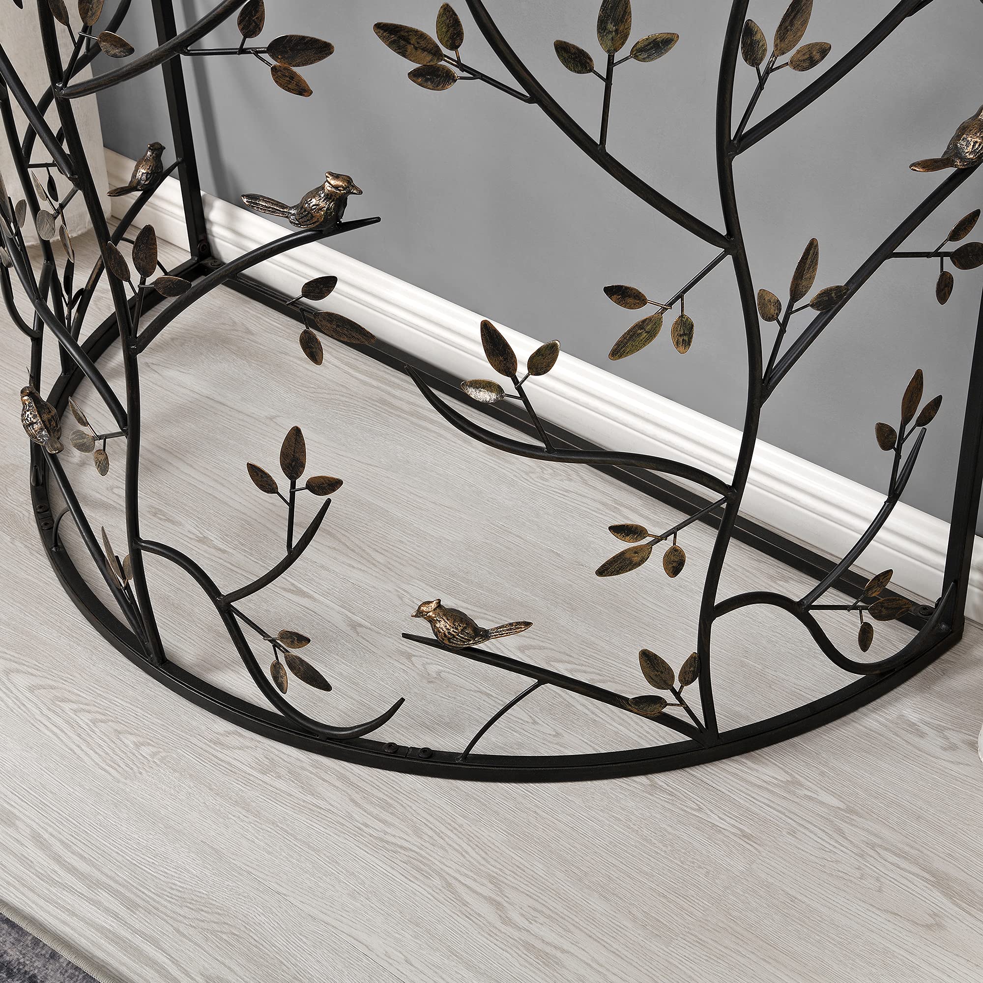 FirsTime & Co. Bronze Wren and Branches Console Table - Narrow Sofa Table for Living Room, Entryway, Hallway - Metal and Glass Farmhouse Style - 40 x 19.25 x 29 Inches - Perfect for Home Decor, Foyer Display, and Small Space Furniture Arrangement