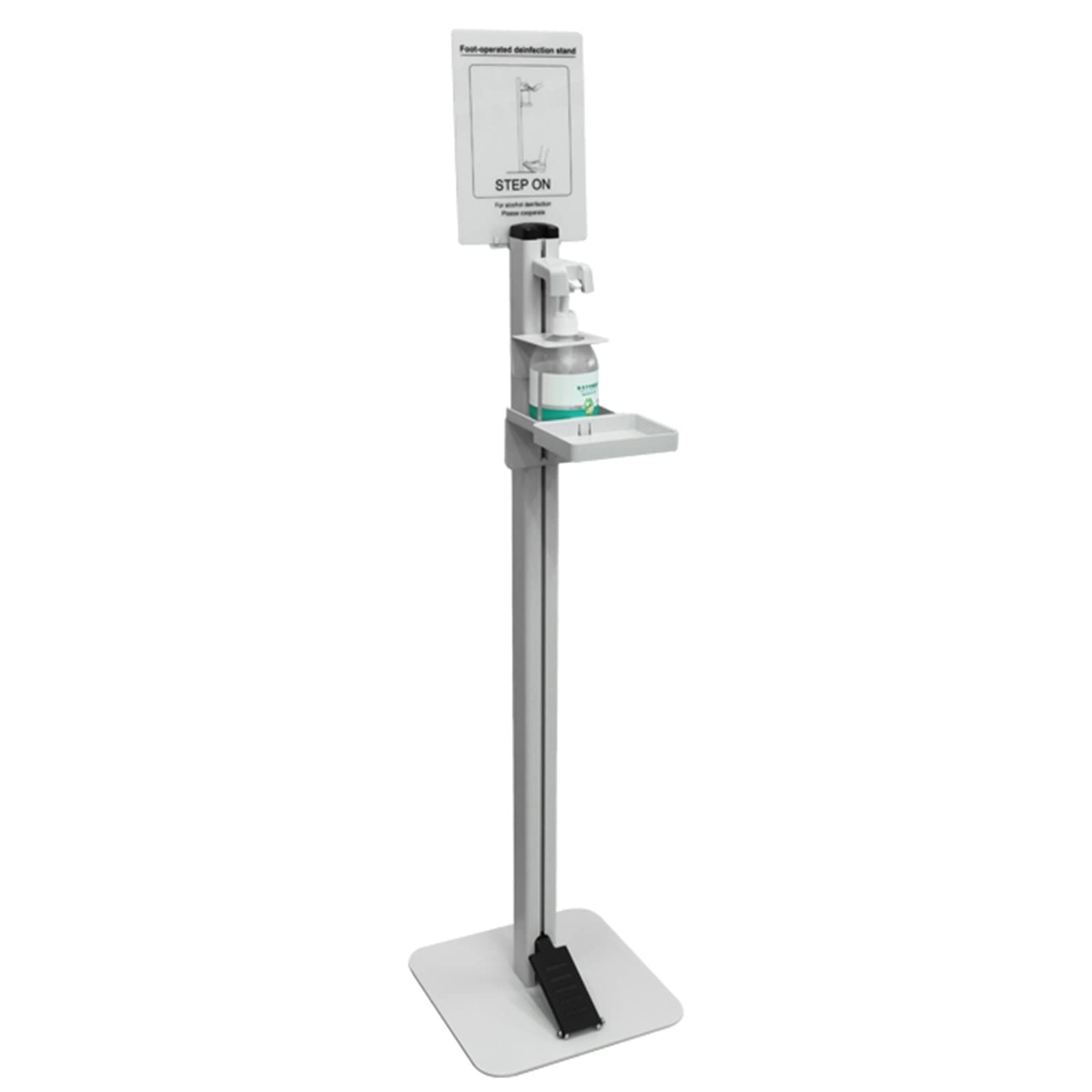 Freestanding Hand Sanitizer Dispenser Stand with Foot Pedal - Touchless Soap Holder for Home, Office, Hotels & Commercial Use - White | Hygienic Floor Station for Public Spaces & High-Traffic Areas