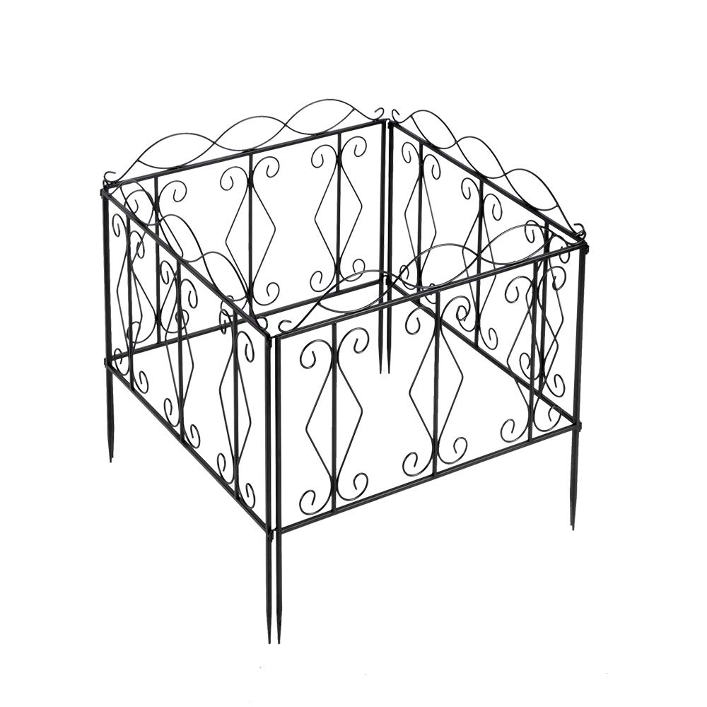 24x24 Decorative Wave Top Iron Garden Fence - Rustproof Metal Wire Fencing for Yard, Flower Beds & Outdoor Decor | Mytunes Garden Fence