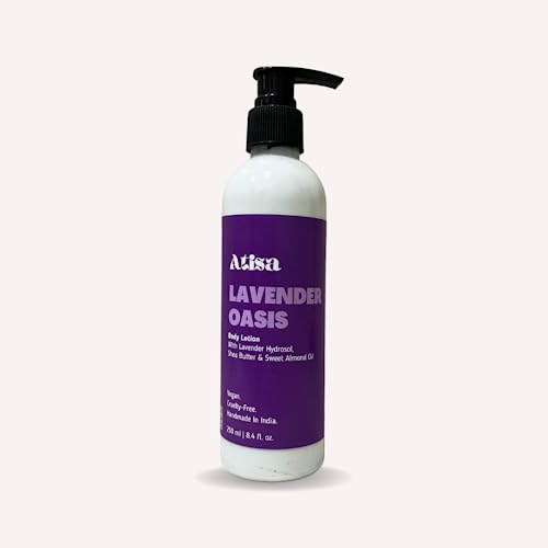 Atisa Lavender Oasis Body Lotion - Soothing Moisturizer for Dry Skin | Relaxing Aromatherapy | Perfect for Nighttime & Spa Use