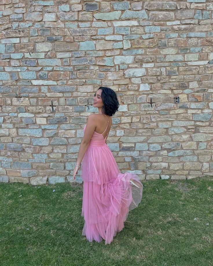Elegant Deep V Neck Pink Prom Dress with Tulle Skirt - Formal Party Gown J5780 for Homecoming, Quinceañera & Evening Events