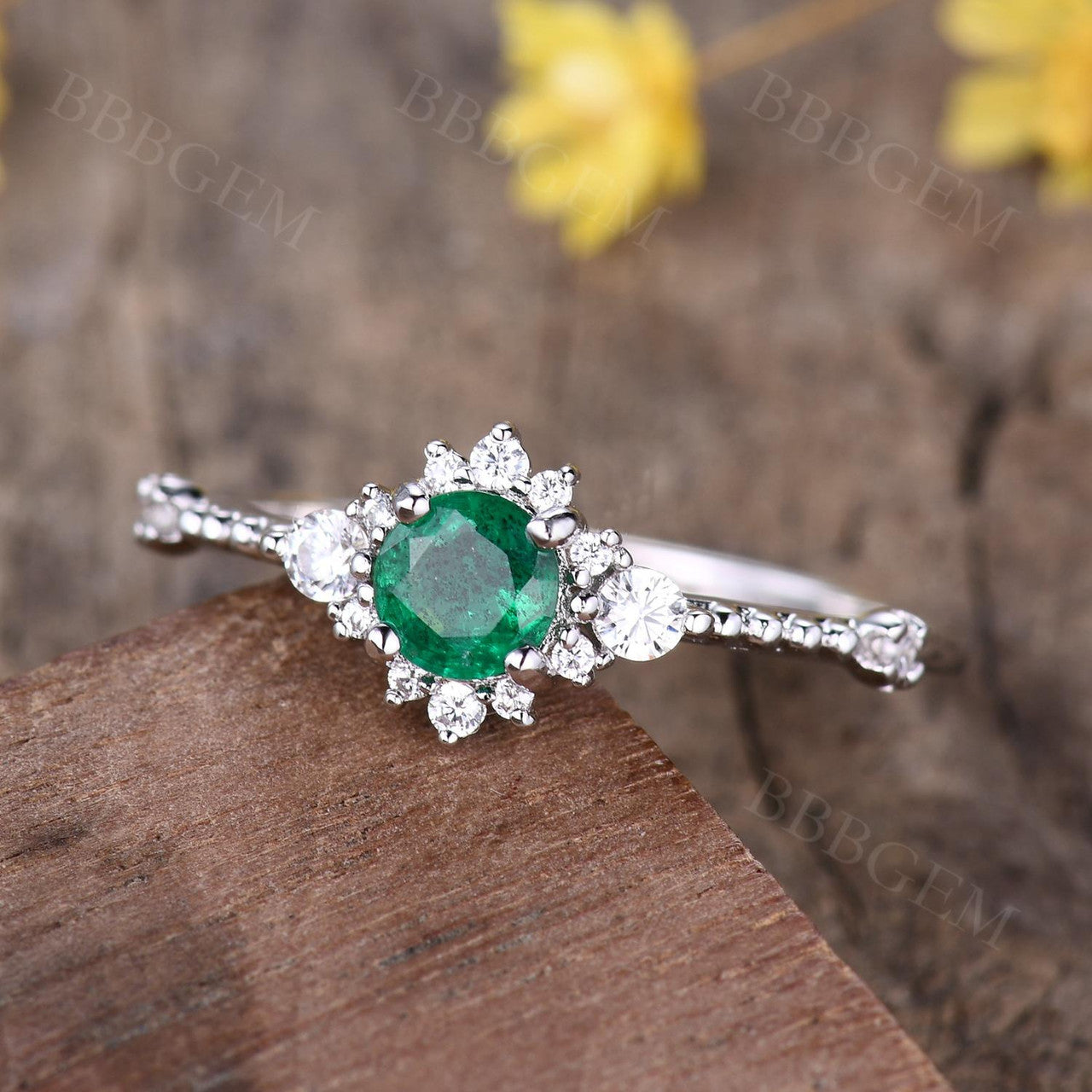 Minimalist Natural Emerald Engagement Ring - 5mm Round Zambian May Birthstone for Women | Perfect for Proposals, Anniversaries & Everyday Elegance