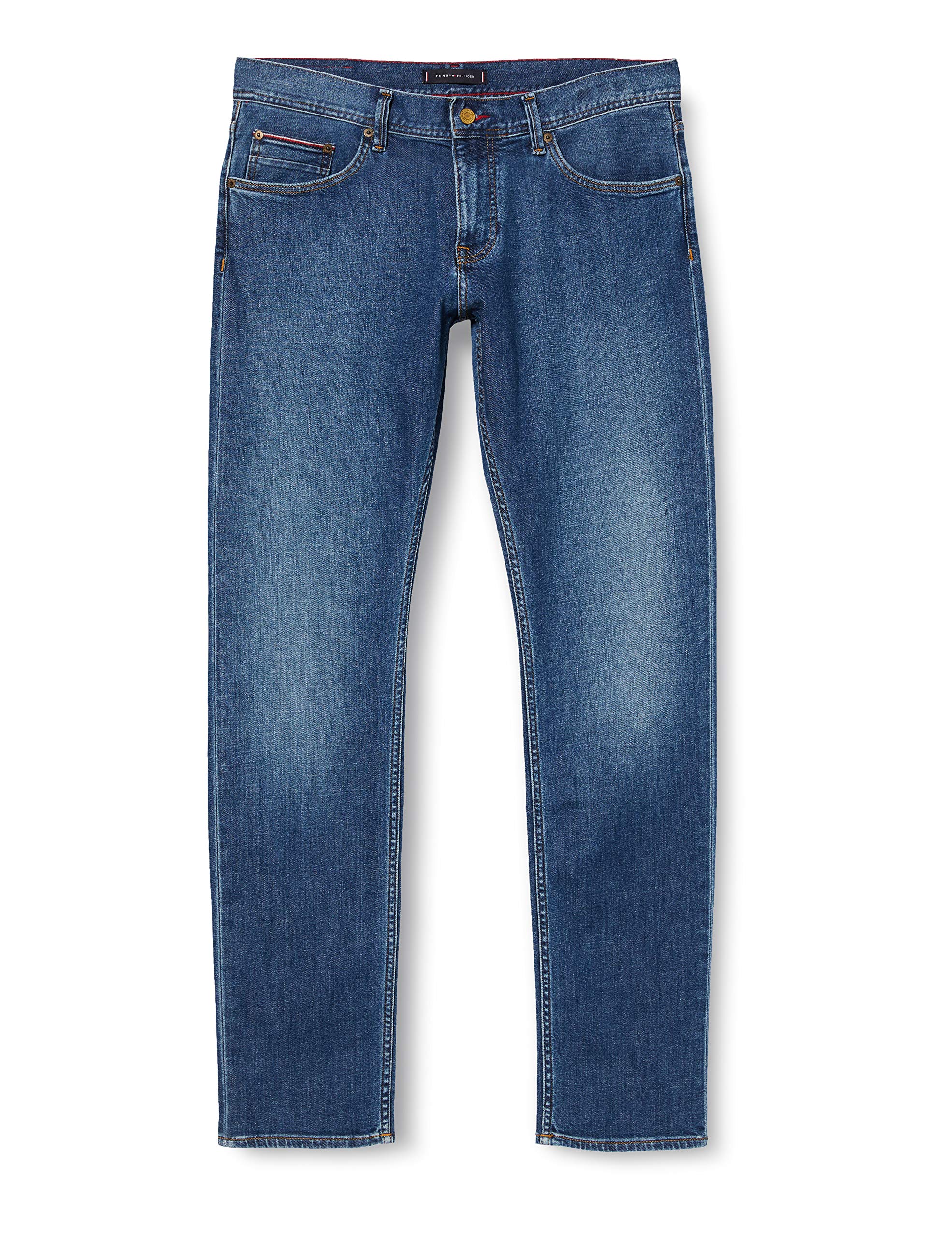 Tommy Hilfiger Men's Slim Fit Bleecker Street Blue Jeans - Relaxed Loose Fit Denim Pants for Casual Wear & Everyday Style