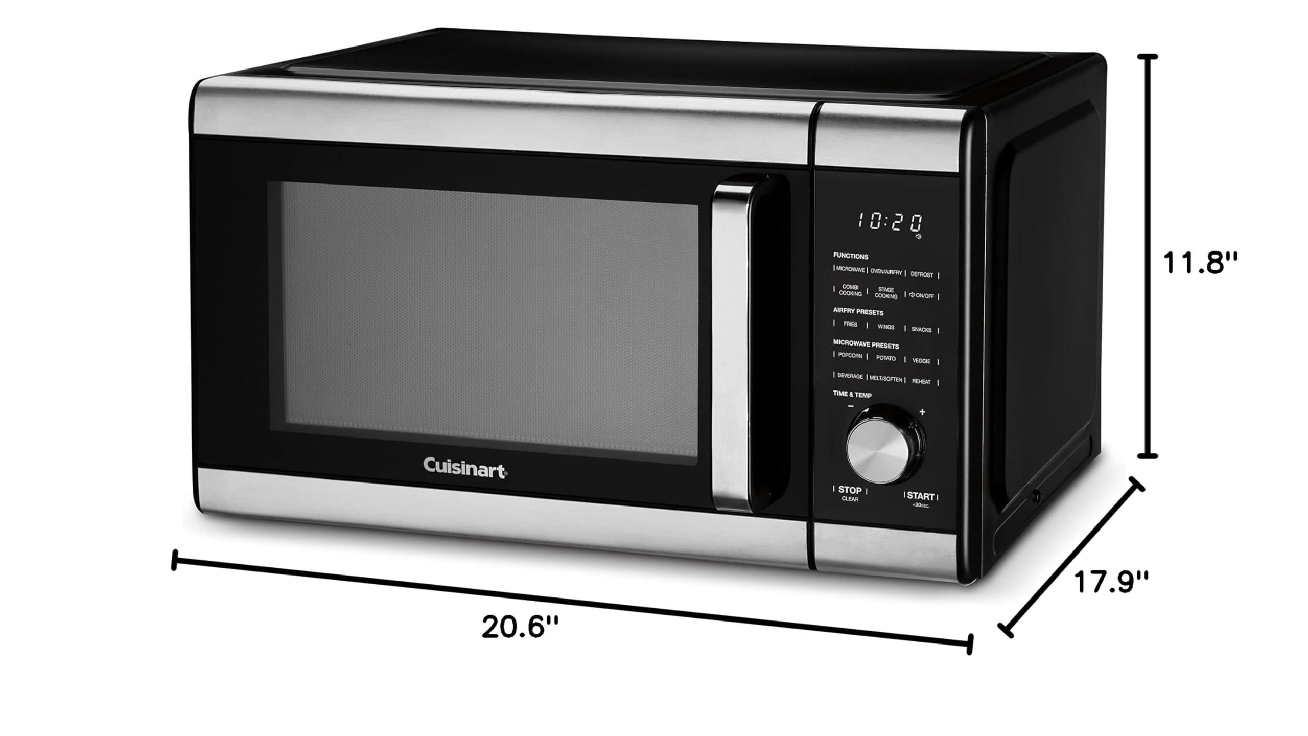 Cuisinart 3-in-1 Microwave Air Fryer Oven with Convection, 1.2 Cu. Ft, Black - Perfect for Small Kitchens, Quick Meals & Healthy Air Frying