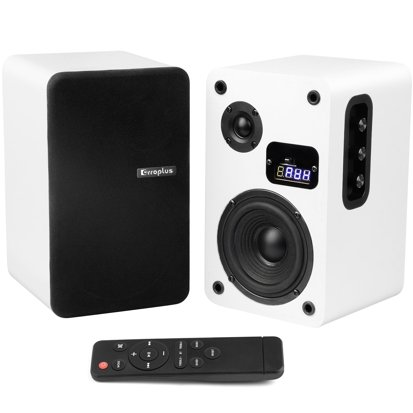 70W Powered Bookshelf Speakers - Active Stereo Studio Monitor with Wired Optical/ARC/RCA/AUX/BT Input for Turntable, Vinyl Record Player, Home Audio, TV, Gaming PC (White) - Perfect for Home Theater, Music Production & Entertainment Setup