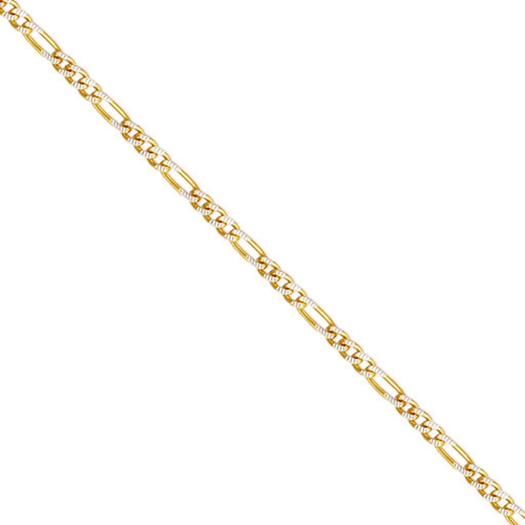 14K Gold Figaro White Pave Chain Necklace - Italian Jewelry for Women & Men - 16 to 26 Inches Length, 1.8mm to 9.6mm Width - Elegant Gift for Anniversary, Birthday & Special Occasions